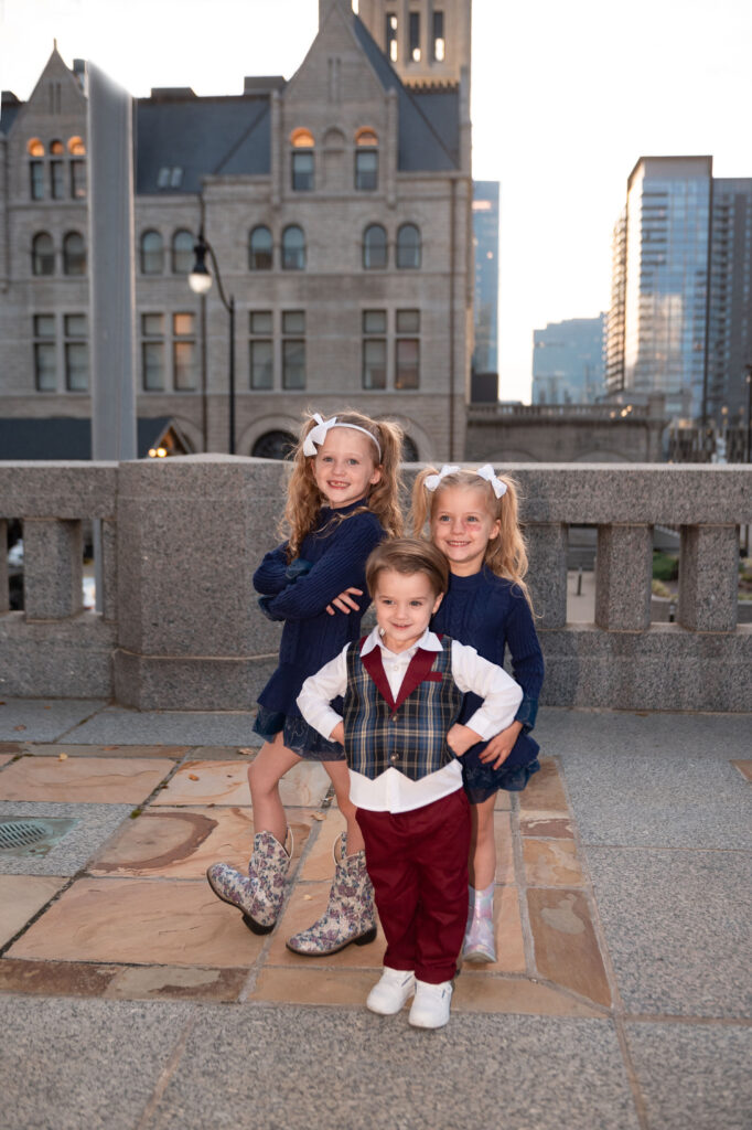 Family in Nashville Downtown and Christmas Cards.