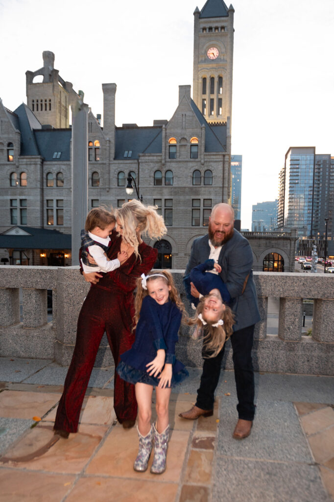 Family in Nashville Downtown and Christmas Cards.