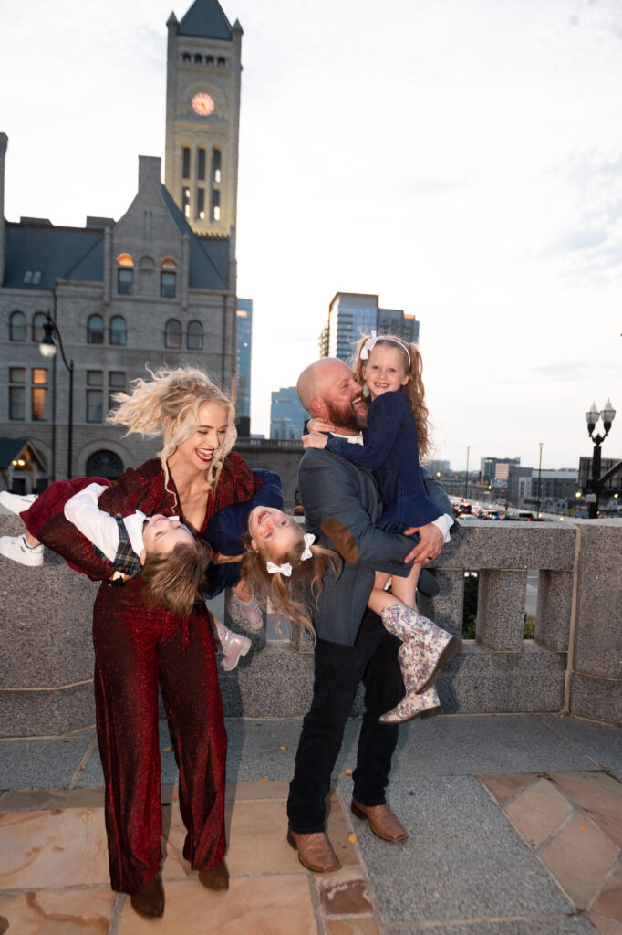 Family in Nashville Downtown and Christmas Cards.