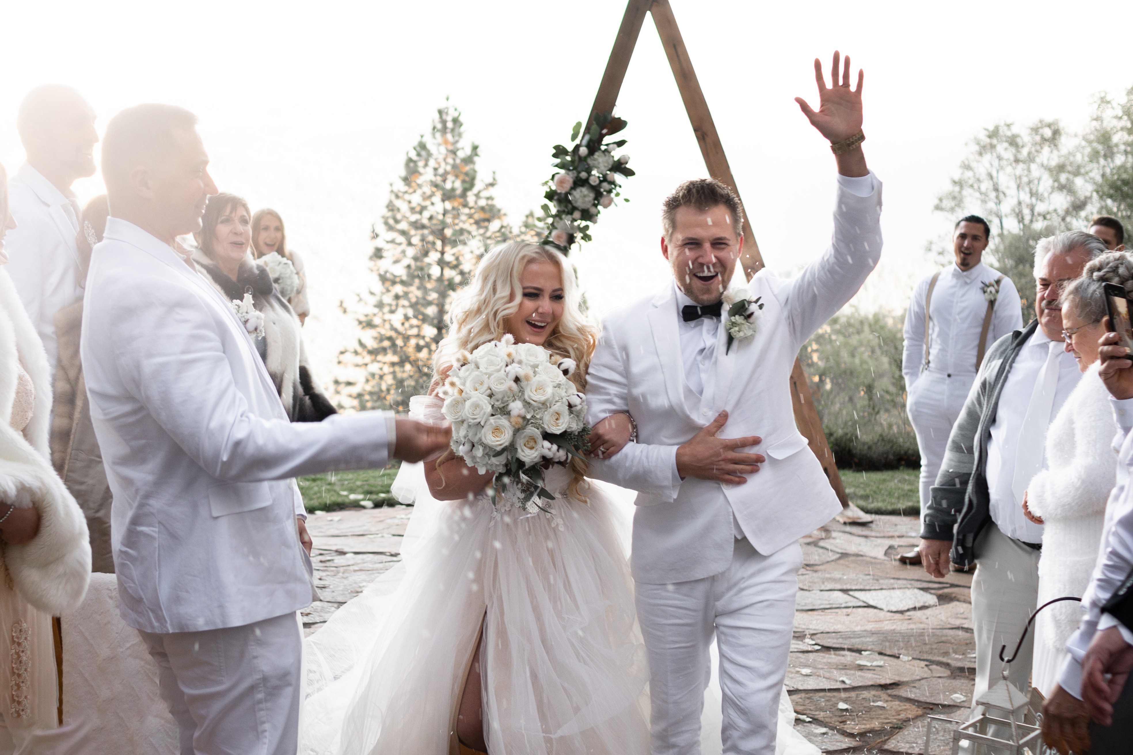 Nashville wedding. Bride and groom after ceremony. Wedding ceremony.